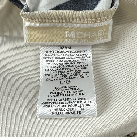 Michael Kors Tankini Swim Top Womens Large Black Gold Zebra Halter NWT MM9P302 - Picture 6 of 11